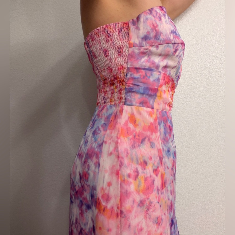 Amanda Uprichard Pink Lavender Watercolor High-Low Halter Dress - Picture 7 of 8
